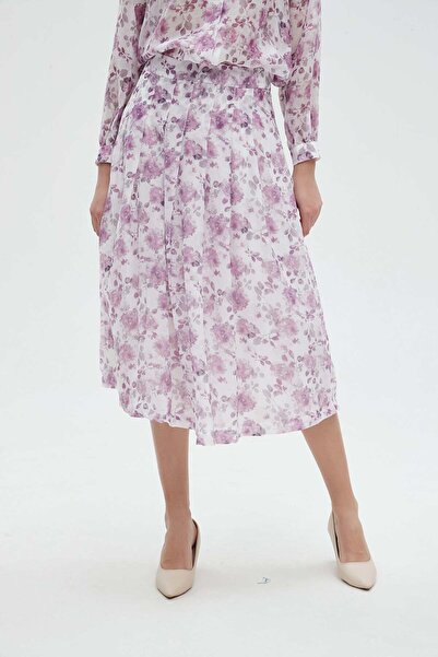 Nichii Floral Ruffled Midi Skirt