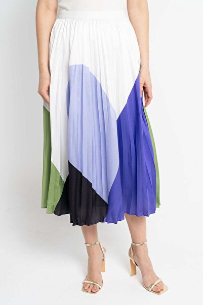 Nichii Graphic Print Pleated Midi Skirt