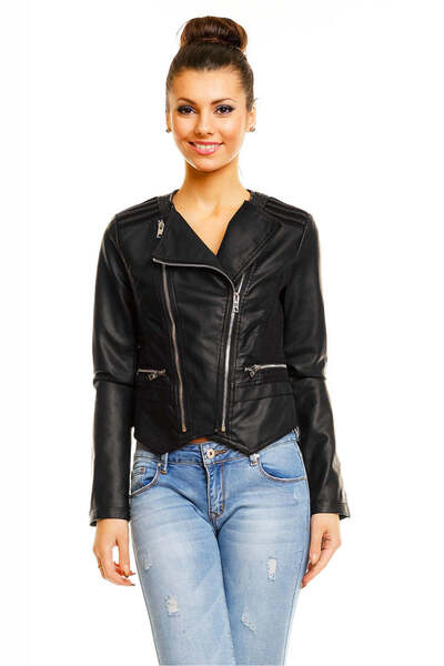 WildFashion Κοντό μπουφάν από δερματίνη U590-1