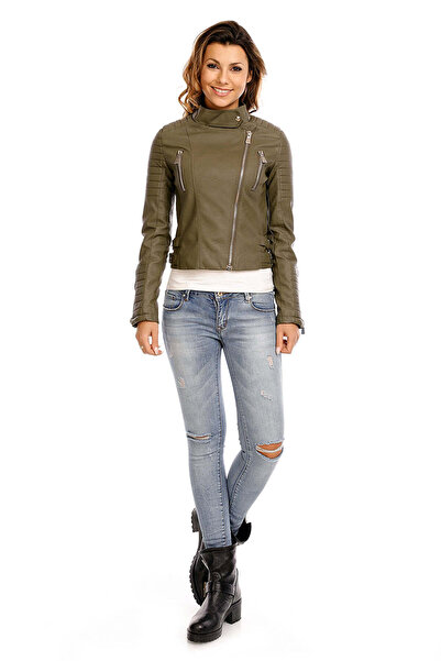 WildFashion Faux leather jacket with zipper and pockets X656-14