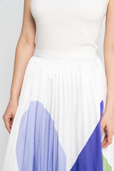 Nichii Graphic Print Pleated Midi Skirt