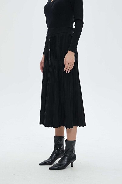 Nichii Solid Midi Skirt with Ruffle Details