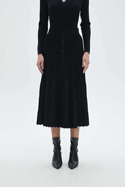 Nichii Solid Midi Skirt with Ruffle Details