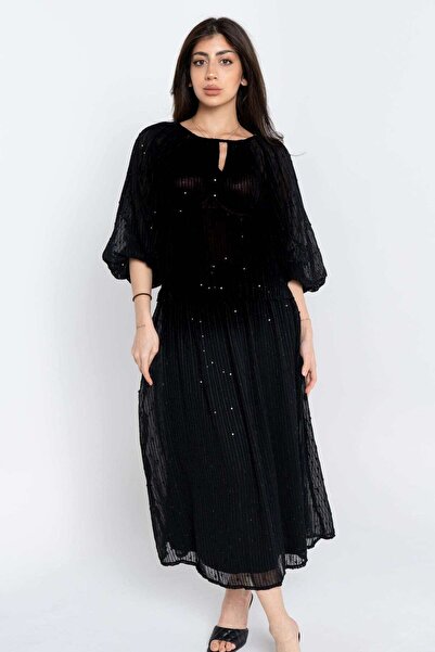 Nichii تنورة ميدي مخططة مكشكشة