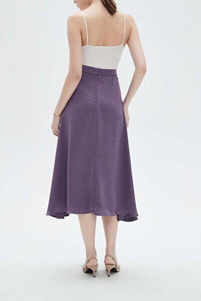 mica Solid Midi Skirt with Ruffles