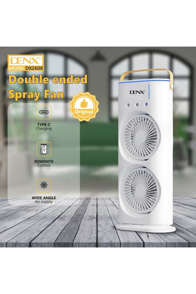 Denx Portable Double-Ended Spray Fan With Remote Control – Power by USB Type C ,280 ml Water Tank