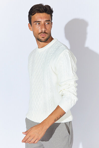 Manche Bisiklet Yaka ÖrgüLü Regular Fit Kazak - Ekru | MEW515245-01