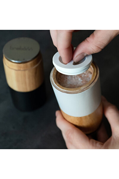 Trebonn Râșniță de sare și piper Woody 1924202, mecanism ceramic, bambus, negru