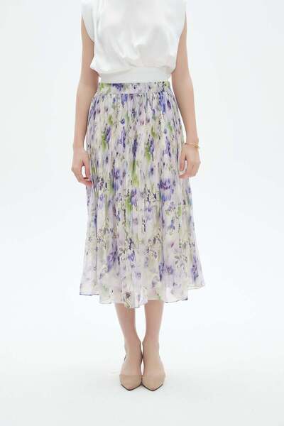 Nichii Embroidered Ruffled Midi Skirt