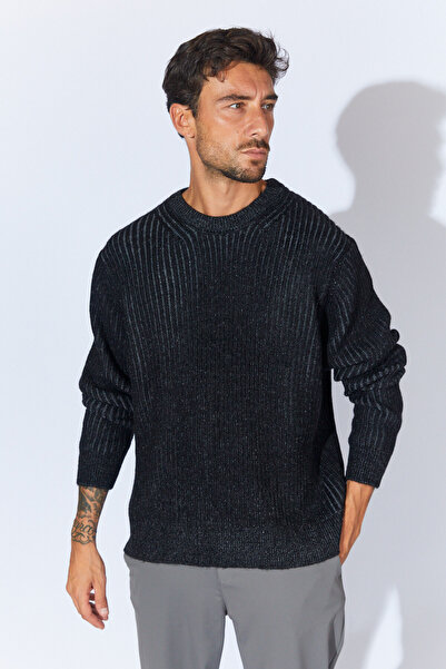 Manche سترة بياقة دائرية بلونين - أسود-دخاني |   MEW515223-01