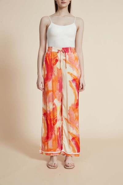 Yola بنطلون واسع الساق مطبوع