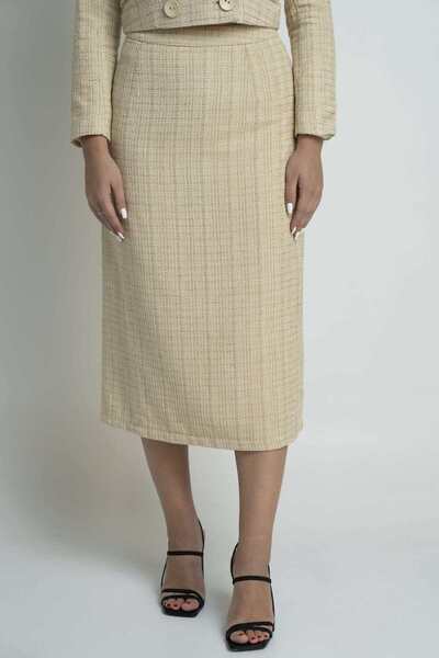 Nichii Checkered Ribbed Midi Skirt