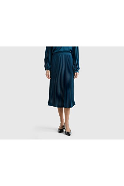 United Colors of Benetton Solid Pleated Midi Skirt