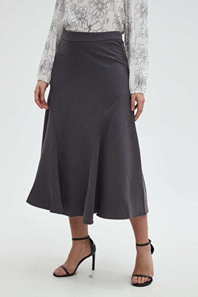 mica Solid Ruffled Midi Skirt