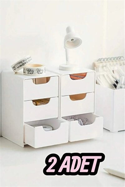 Bayev 2 Adet Tidy Ofis Mini Çekmece Organizer 3 Çekmeceli Çok Amaçlı Düzenley...