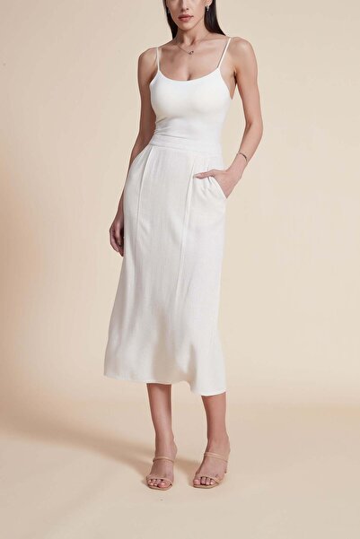 Yola Solid Midi Skirt