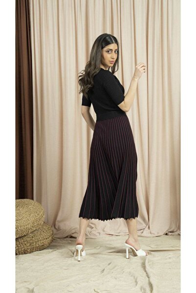 Nichii تنورة مطوية ثنائية اللون