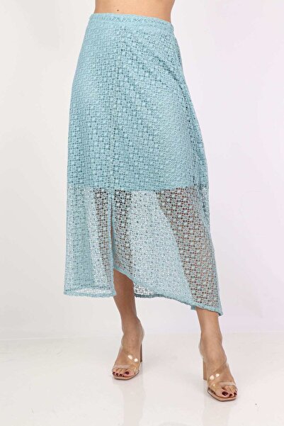 mica Open-Front Lace Midi Skirt