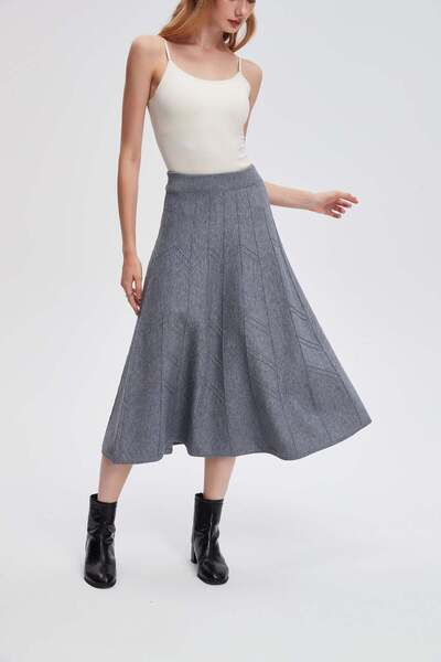 menta Ribbed Midi Skirt