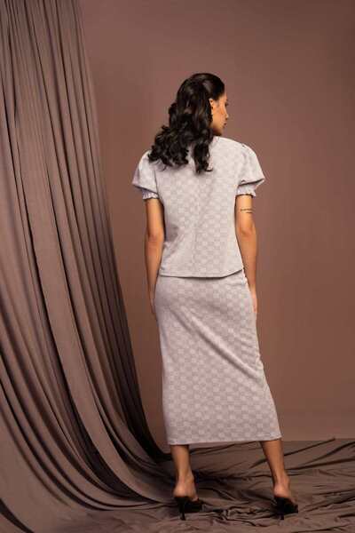 Nichii Checkered Midi Skirt