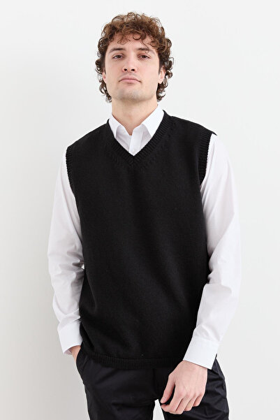 Desen Men's V-Neck Thick Classic Wool Sweater