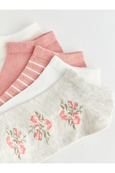 LC Waikiki LCW DREAM Сиви дамски чорапи с мотиви, пакет от 5 броя