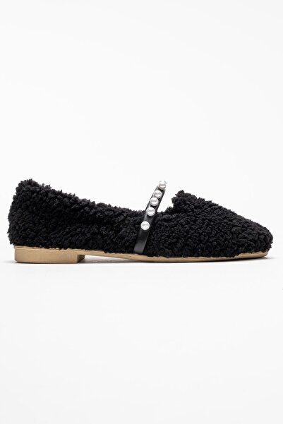 CCWAY AYAKKABI Women's Pearl Belted Home Slippers Black
