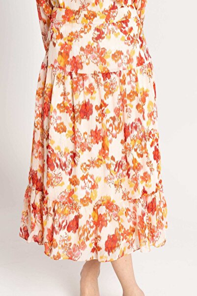 Nichii Floral Ruffled Midi Skirt