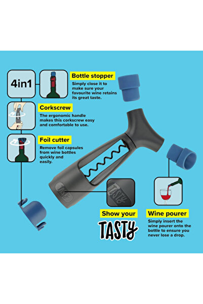 Tasty Multifunctional corkscrew 678384, Stainless steel, Blue