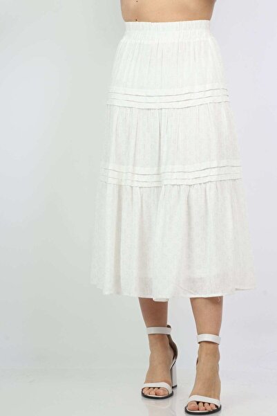 Nichii Polka Dot Ruffle Midi Skirt