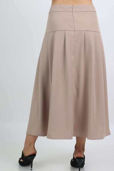 mica Solid Side-Button Midi Skirt