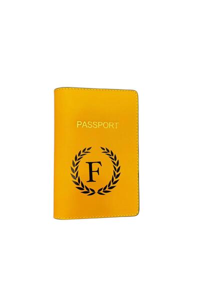 Seyahataksesuar Letter Design Leather Passport Cover F