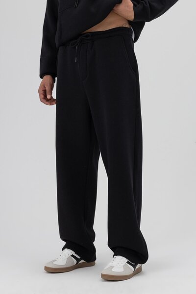 VAMOSCLO Basic Baggy Sweatpants Bottom Black