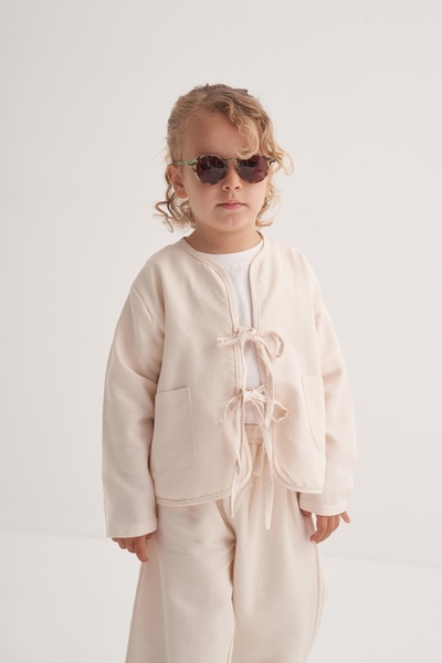 EBU Prive Unisex Çocuk Dökümlü Pamuklu Kimono Kemik