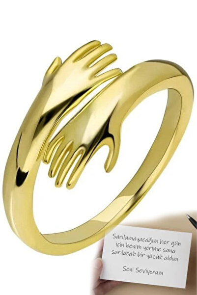 Takı Dükkanı Gold Quality Hugging Hands Women Ring Gift for Lover Husband Wife Friend Bby02Y