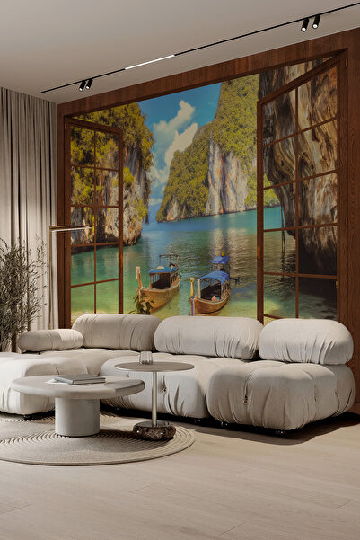 dreamwall Kız Kulesi Manzaralı Pencere Desenli Tek Parça Duvar Kağıdı