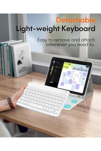 CHESONA for iPad Air 5th/4th Generation Case with Keyboard, Rechargeable Wireless Keyboard Case for