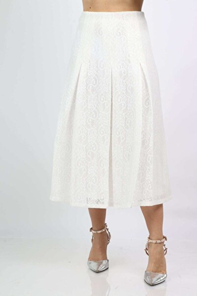 Nichii Embroidered Ruffled Midi Skirt