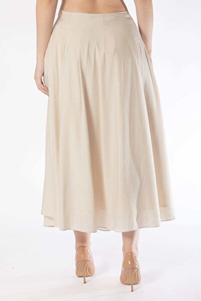 Nichii Solid Ruffled Midi Skirt