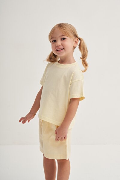 EBU Prive Унісекс дитяча трикотажна футболка з короткими рукавами, жовта
