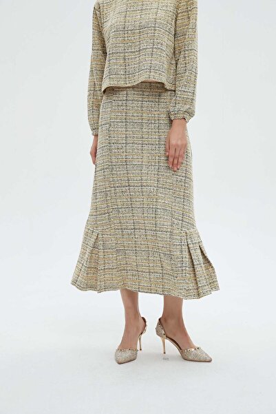 mica Checkered Midi Skirt