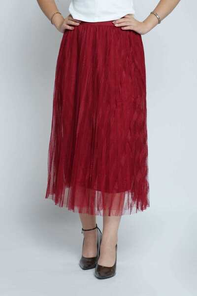 mica Lace Pleated Midi Skirt