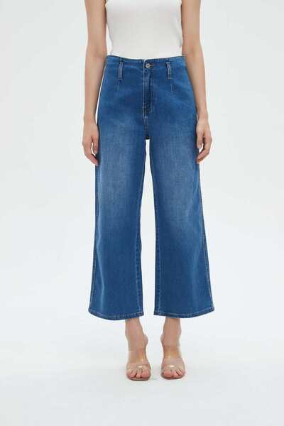 mica Wide-Leg Three-Quarter Pants