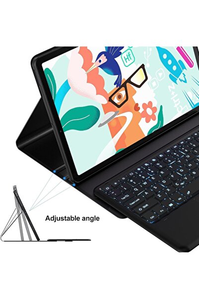 Generic حافظة جديدة متوافقة مع لوحة مفاتيح Galaxy Tab S7 FE مقاس 12.4 بوصة 2021، لوحة مفاتيح لاسلكية قابلة للفصل + Fo