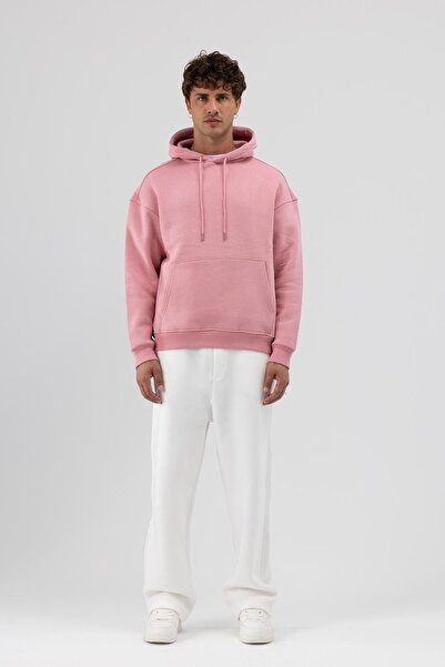 VAMOSCLO Basic Oversize Hooded Sweatshirt Salmon