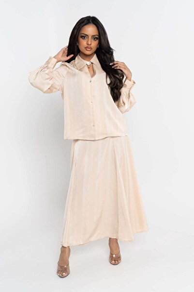 Nichii Striped Loose Fit Midi Skirt