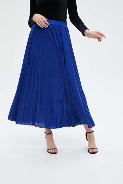 Nichii Solid Pleated Midi Skirt