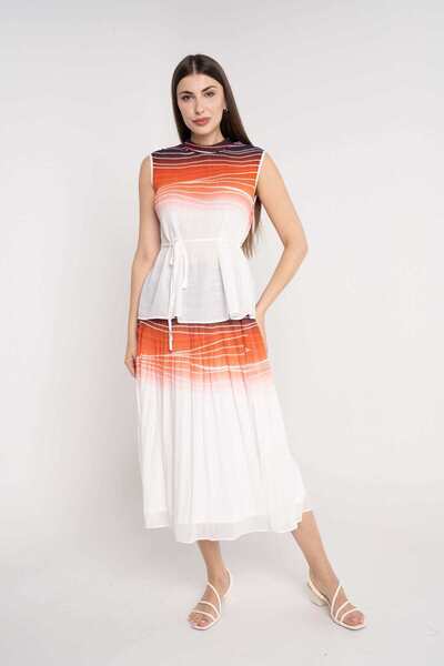 Nichii Printed Ruffled Midi Skirt