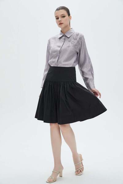 mica Ruffled Above-Knee Skirt