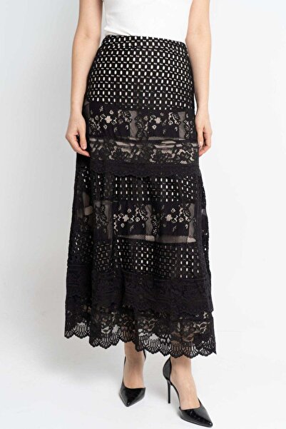 Nichii Printed Ruffled Maxi Skirt